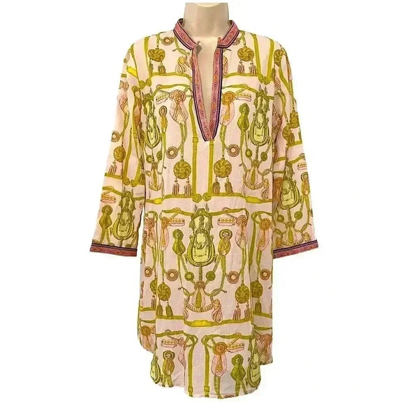 Debbie Katz Western Equestrian Print Embroidered Tunic Dress Coastal Cowgirl - Picture 3 of 9